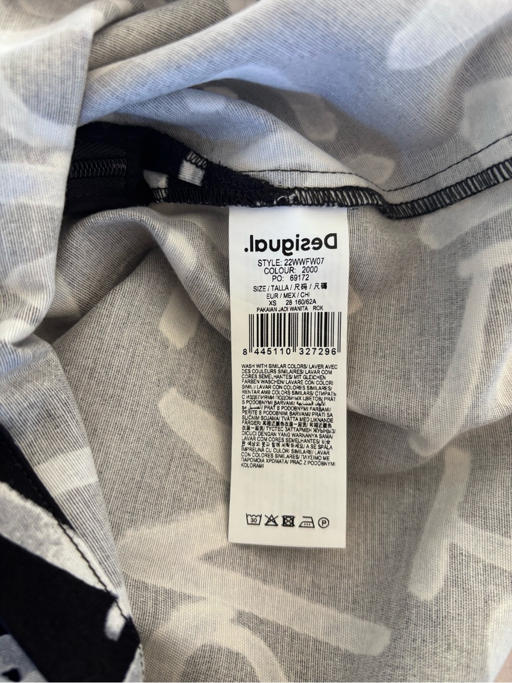 Desigual Slim Mini Skirt With Text (Size XS) - Picture 5 of 6